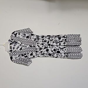 Lapis Black & White Floral Short Sleeve Dress Size L